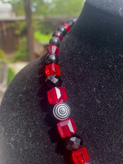 Black & Red Spiral Necklace