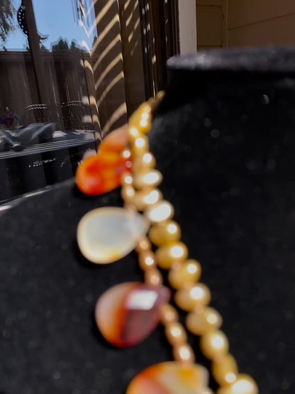 SH Faceted Carnelian & Freshwater Pearls