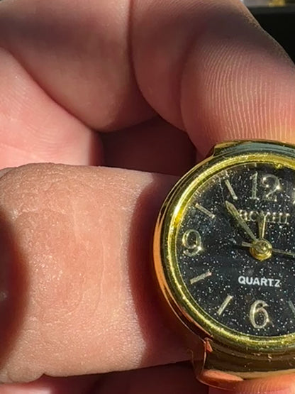 Sparkly Black Gold Stretchy Watch Ring