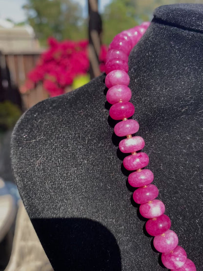 Pink Crystal & Gold Accent Necklace