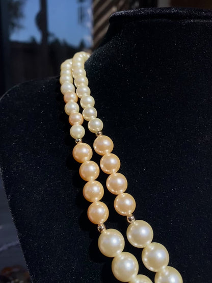 SH Faux Pearl Double Strand Studded Necklace