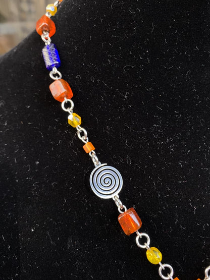 Flashy Dichroic Glass Moon Necklace
