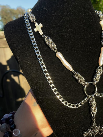 Alternative Cross Chainmail Necklace