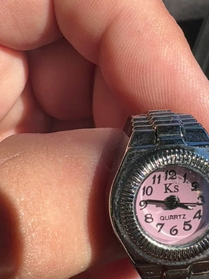 Light Pink Silver Ring Watch